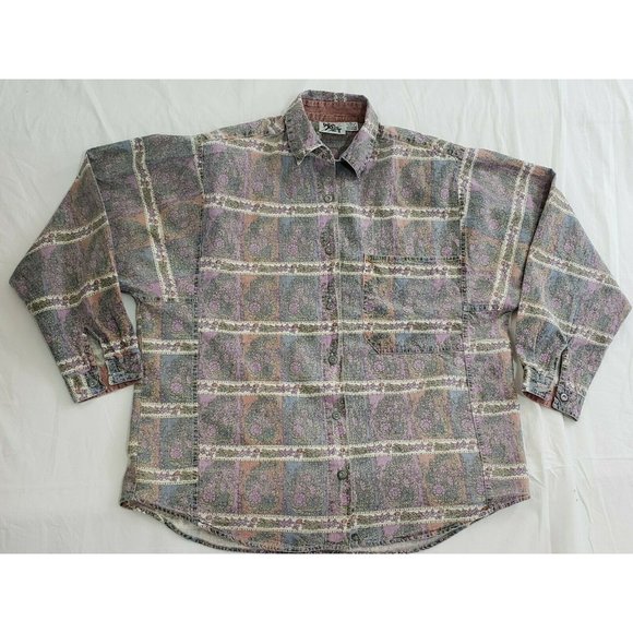 Sudden Impact Womens M Long Sleeve Multicolor Floral Western Shirt - Picture 1 of 5